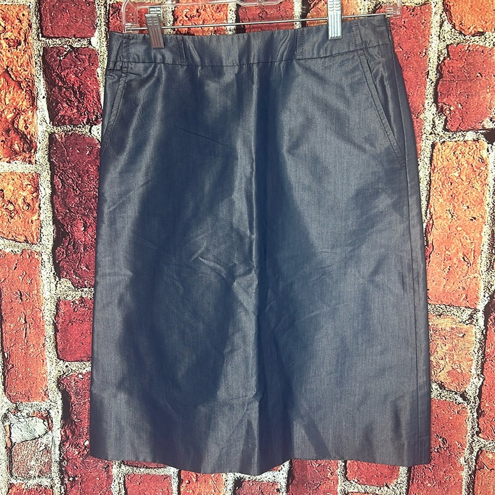 J.Crew metallic gray womenβs skirt size 2